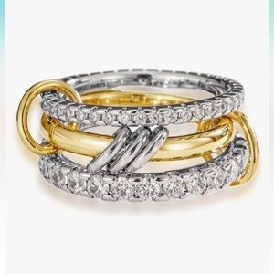 Stacked Gold and Silver Interlocking Ring 18k gold luxury look designer …